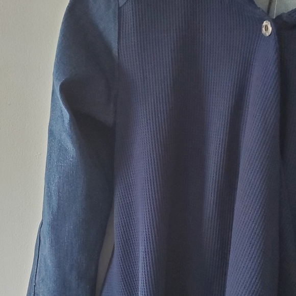 Diane Gilman 2 Denim and Sweater Assymetrical Swing Jacket Size XS New with Tags - Picture 3 of 5